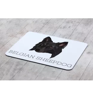 Belgischer Schäferhund - geometrisches Mauspad mit Bild und Aufschrift von Art-Dog