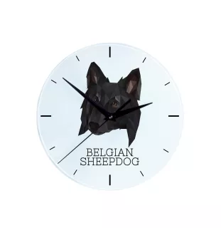 Chiens de Berger Belge - horloge murale géométrique avec photo et logo de la marque Art-Dog