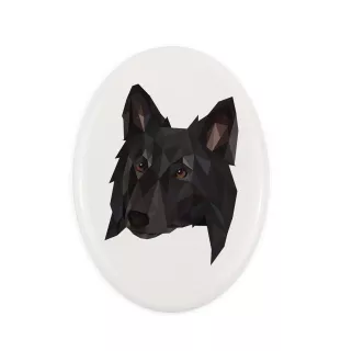 Belgian Shepherd Dog, Belgian Sheepdog - a plate with a geometric design and the brand name Art-Dog