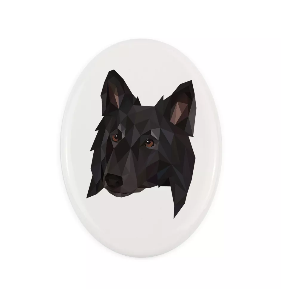 Belgian Shepherd Dog, Belgian Sheepdog - a plate with a geometric design and the brand name Art-Dog