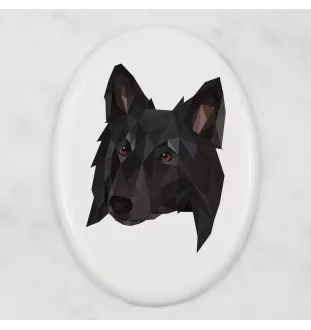 Belgian Shepherd Dog, Belgian Sheepdog - a plate with a geometric design and the brand name Art-Dog