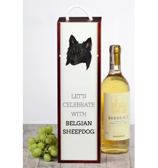 Belgischer Schäferhund - geometrische Box mit einem Bild und Schriftzug für Wein der Marke Art-Dog