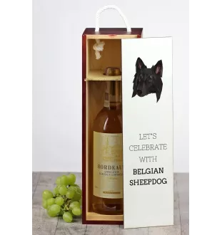Belgischer Schäferhund - geometrische Box mit einem Bild und Schriftzug für Wein der Marke Art-Dog