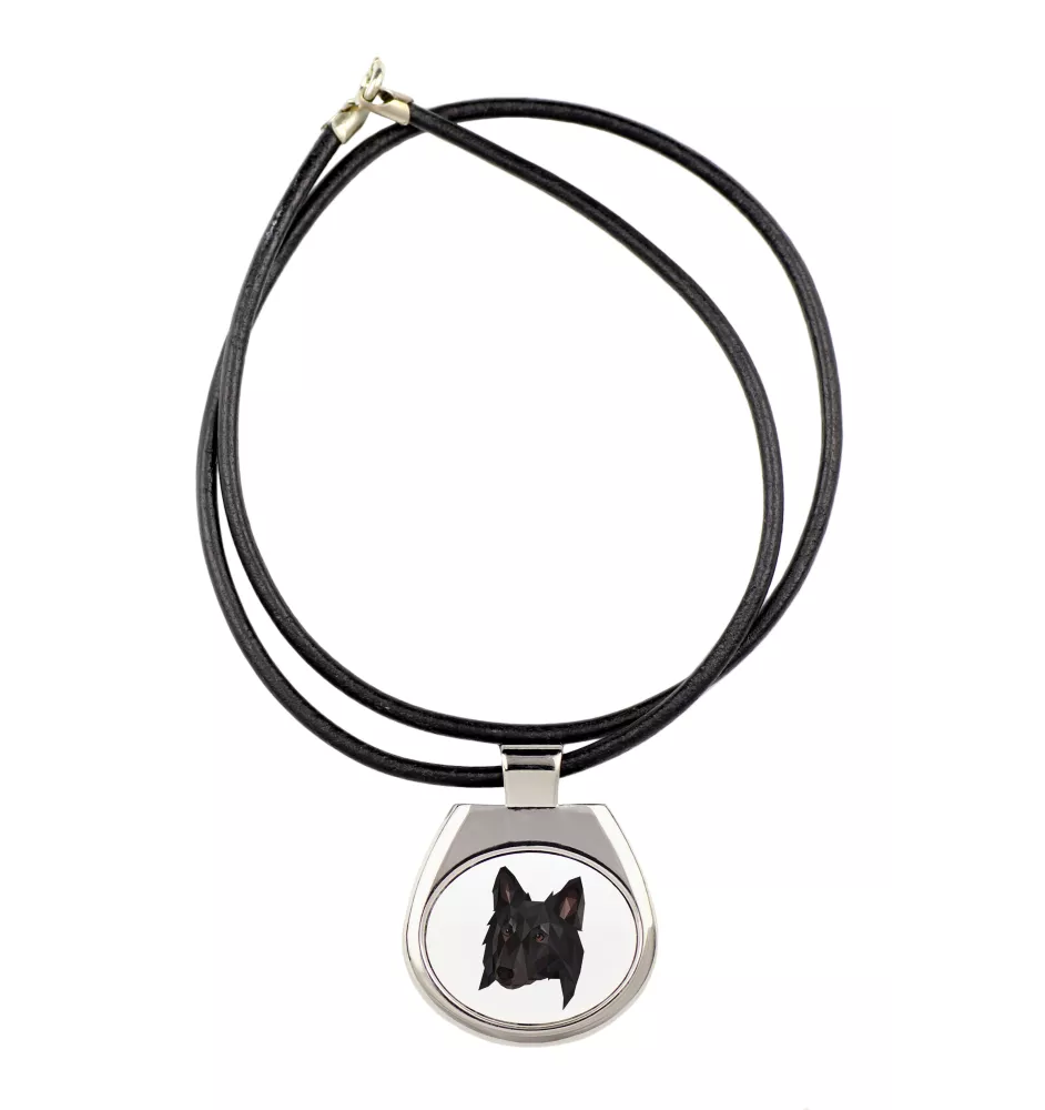 Belgian Shepherd Dog, Belgian Sheepdog - necklace with a geometric design and the inscription "Art-Dog"