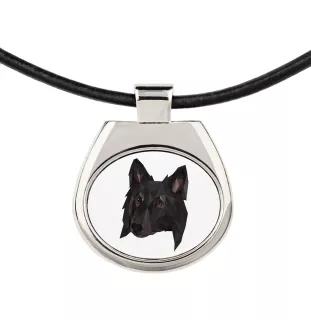 Belgischer Schäferhund - Halskette mit einem Foto und einem geometrischen Schriftzug der Marke Art-Dog