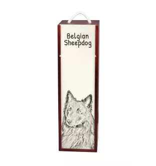 Belgian Shepherd Dog, Belgian Sheepdog - wine box with a dog, alcohol box with graphics, personalized gift box from the Art-Dog brand