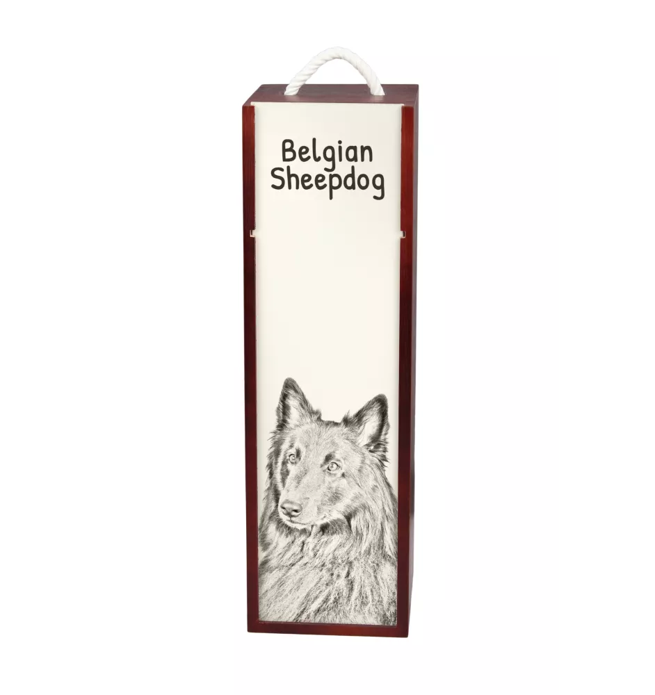 Chiens de Berger Belge - boîte à vin avec chien, boîte à alcool avec graphisme, boîte cadeau personnalisée de la marque Art-Dog