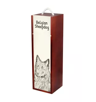 Chiens de Berger Belge - boîte à vin avec chien, boîte à alcool avec graphisme, boîte cadeau personnalisée de la marque Art-Dog
