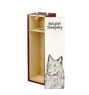 Belgian Shepherd Dog, Belgian Sheepdog - wine box with a dog, alcohol box with graphics, personalized gift box from the Art-Dog brand