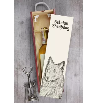 Belgian Shepherd Dog, Belgian Sheepdog - wine box with a dog, alcohol box with graphics, personalized gift box from the Art-Dog brand
