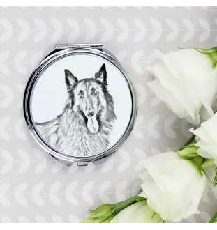 Azawakh I - Taschenspiegel mit Hund, personalisierter Taschenspiegel, kompakter Spiegel mit Art-Dog-Logo