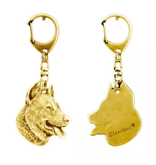 Berger de Beauce, Beauceron, Beauce Sheep Dog - Gilded key ring with dog, handbag decoration, luxury accessory by Art-Dog brand