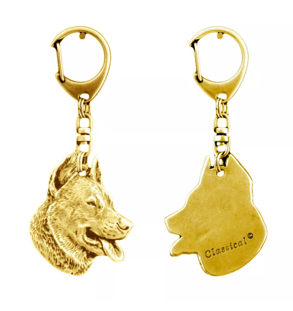Berger de Beauce, Beauceron, Beauce Sheep Dog - Gilded key ring with dog, handbag decoration, luxury accessory by Art-Dog brand