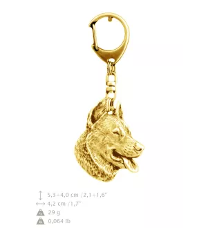 Berger de Beauce, Beauceron, Beauce Sheep Dog - Gilded key ring with dog, handbag decoration, luxury accessory by Art-Dog brand