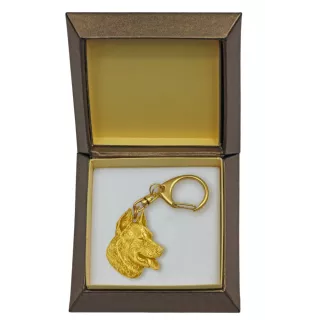 Berger de Beauce, Beauceron - Vergoldeter Schlüsselanhänger mit Hund in Geschenkbox, Handtaschen-Dekoration, Luxus-Accessoire der Marke Art-Dog