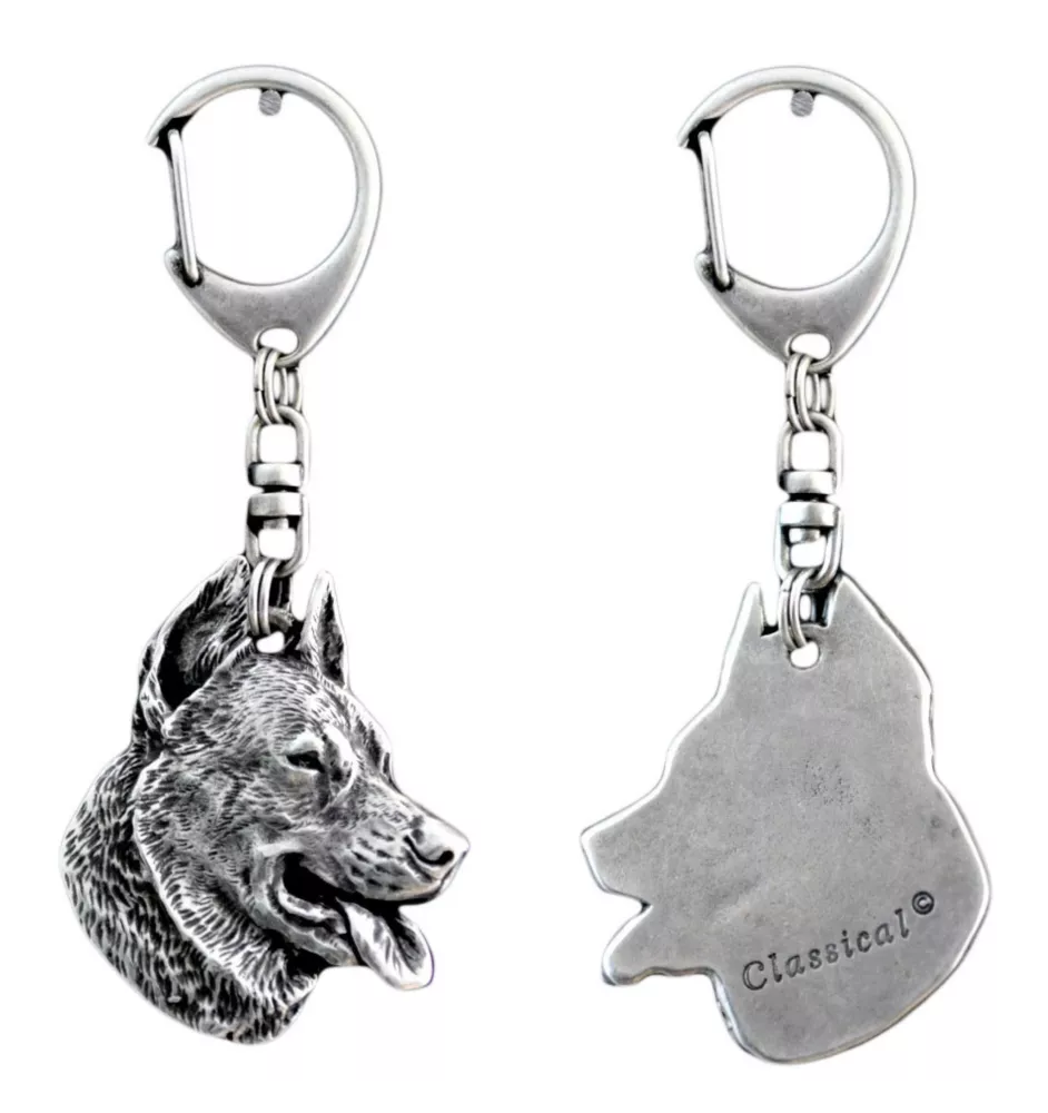 Beauceron, berger de Beauce, berger francais, bas-rouge - Porte-clés argenté avec un chien dans une boîte cadeau, décoration de sac à main, pendentif de sac à dos par la marque Art-Dog