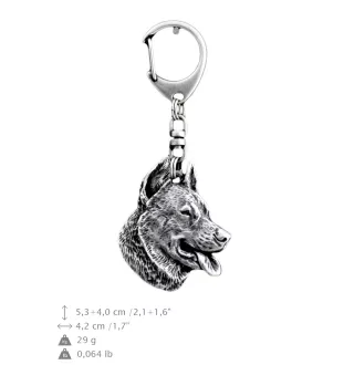 Beauceron, berger de Beauce, berger francais, bas-rouge - Porte-clés argenté avec un chien dans une boîte cadeau, décoration de sac à main, pendentif de sac à dos par la marque Art-Dog