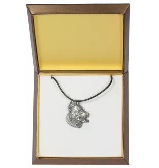 Berger de Beauce, Beauceron - Hundehalsband in Geschenkbox, versilbertes Medaillon für Hundefans, markanter Anhänger der Marke Art-Dog