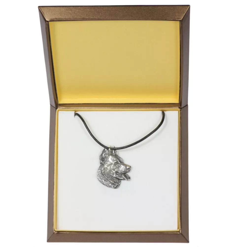 Berger de Beauce, Beauceron, Beauce Sheep Dog - Dog necklace in gift box, silver-plated locket for dog fan, striking pendant by Art-Dog brand