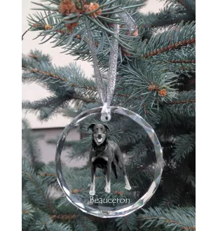 Berger de Beauce, Beauceron - Kristallkugel mit Foto, Hundebild im Kristall, personalisierter Christbaumschmuck von Art-Dog.