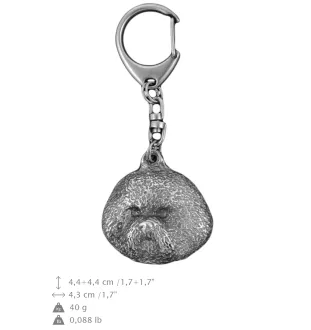 Bichon Frise, Bichon Tenerife, Bichon a poil frise - Silver-plated key ring with dog, handbag decoration, backpack pendant by Art-Dog brand