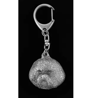 Bichon Frise, Gelockter Bichon, Tenneriffahündchen - Versilberter Schlüsselanhänger mit Hund, Handtaschen-Dekoration, Rucksack-Anhänger der Marke Art-Dog