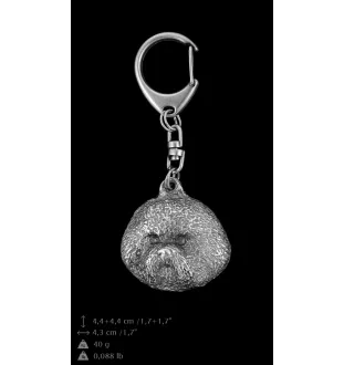 Bichon Frise, Bichon Tenerife, Bichon a poil frise - Silver-plated key ring with dog, handbag decoration, backpack pendant by Art-Dog brand