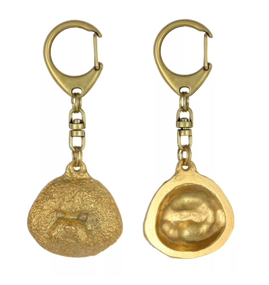 Bichon Frise, Bichon Tenerife, Bichon a poil frise - Gilded key ring with dog, handbag decoration, luxury accessory by Art-Dog brand