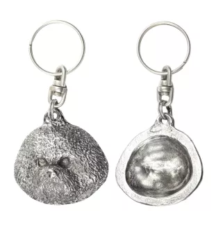 Bichon Frise, Gelockter Bichon, Tenneriffahündchen - Versilberter Anhänger mit einem Hund in einer dekorativen Box, Handtaschenschmuck, Rucksackanhänger der Marke Art-Dog