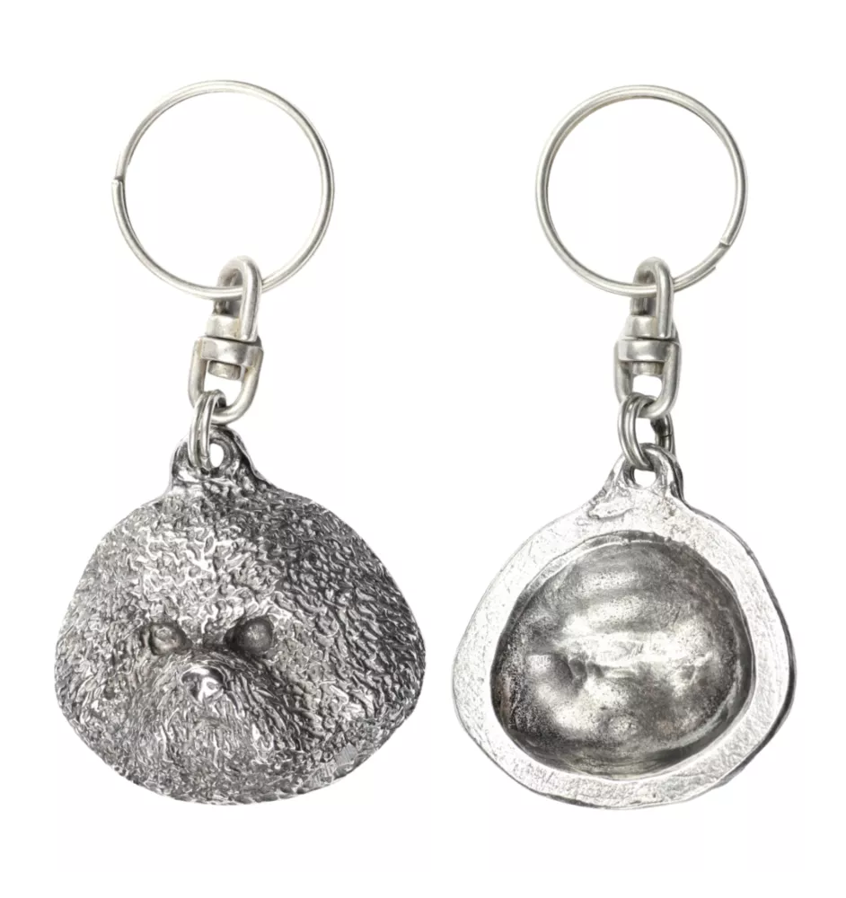 Bichon Frise, Bichon Tenerife, Bichon a poil frise - Silver-plated pendant with a dog in a decorative box, handbag decoration, backpack pendant by Art-Dog brand