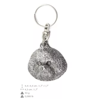 Bichon Frise, Bichon Tenerife, Bichon a poil frise - Silver-plated pendant with a dog in a decorative box, handbag decoration, backpack pendant by Art-Dog brand