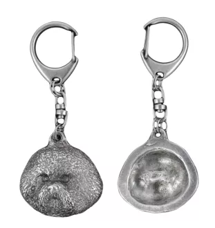 Bichon Frise, Gelockter Bichon, Tenneriffahündchen - Versilberter Schlüsselanhänger mit Hund in einer Geschenkbox, Handtaschenschmuck, Rucksackanhänger der Marke Art-Dog