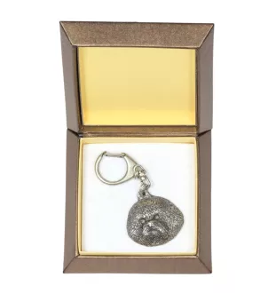 Bichon Frise, Bichon Tenerife, Bichon a poil frise - Silver-plated key ring with a dog in a gift box, handbag decoration, backpack pendant by Art-Dog brand