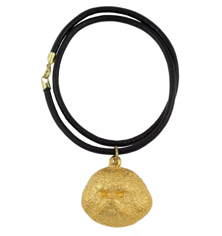 Bichon Frise, Gelockter Bichon, Tenneriffahündchen - Hundehalsband, vergoldeter Anhänger für Hundefans, einzigartiger Schmuck der Marke Art-Dog