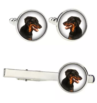 Berger de Beauce, Beauceron Ärmelknöpfe und Krawatte mit Ihrem Foto, Anzugaccessoire, Herrenschmuck der Marke Art-Dog
