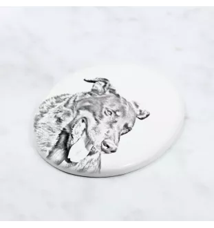 Berger de Beauce, Beauceron - Gedenktafel mit einem Foto eines Hundes, Grabplatte mit Druck, personalisierte ovale Platte der Marke Art-Dog