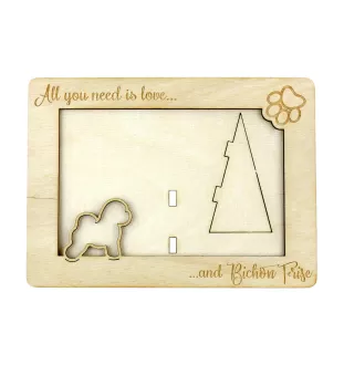 Bichon Frise, Bichon Tenerife, Bichon a poil frise - Photo frame, engraved wooden frame, a lovely gadget for the dog lover by Art-Dog