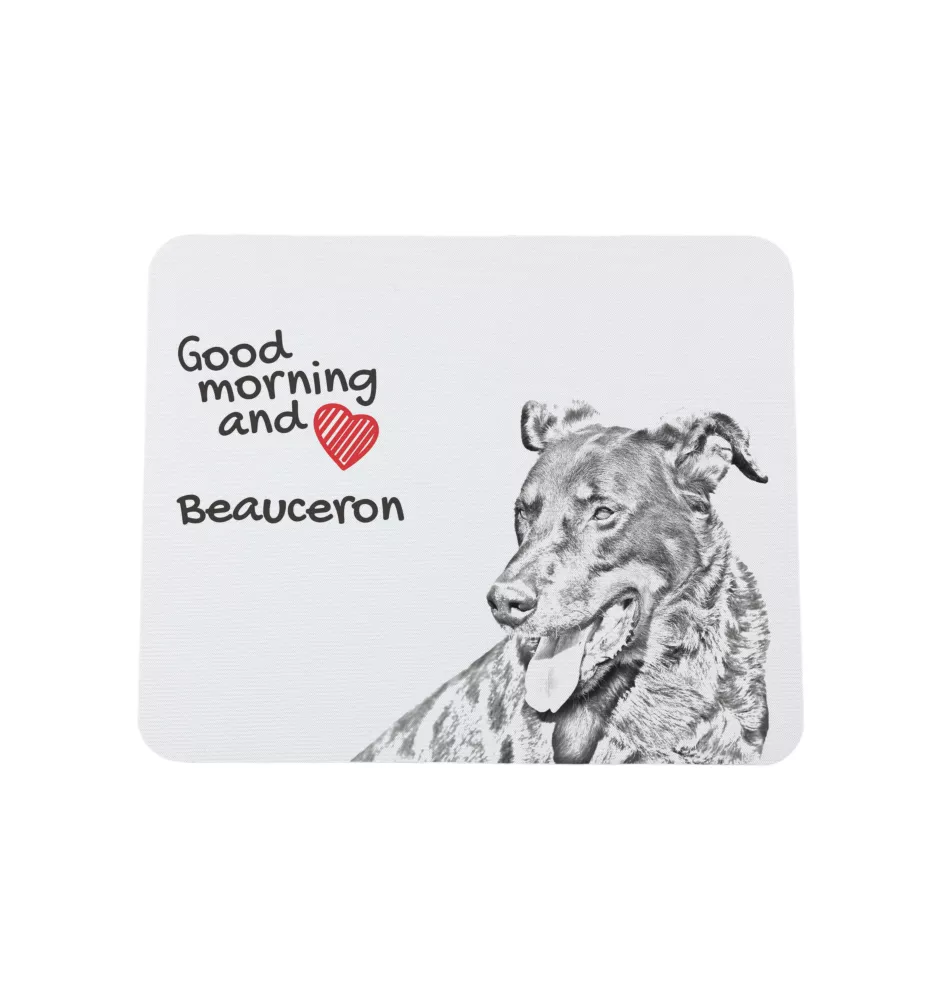 Beauceron, berger de Beauce, berger francais, bas-rouge - tapis de souris personnalisé avec impression, tapis de souris personnalisé avec chien, accessoire unique pour employé de bureau de la marque A