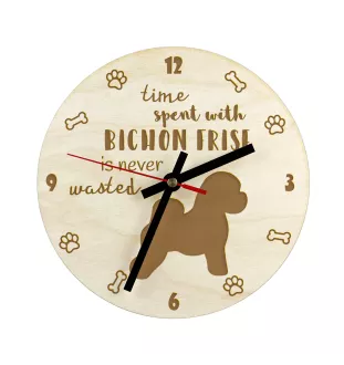Bichon a poil frise, Bichon Frise, Bichon Tenerife - horloge avec chien, horloge en bois avec gravure, horloge personnalisée par Art-Dog