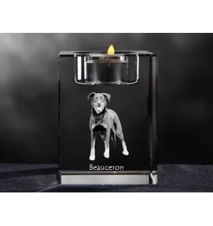 Berger de Beauce, Beauceron - Kerzenhalter mit Hundefoto, Teelichthalter aus Kristall, personalisiertes Geschenk der Marke Art-Dog