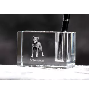 Beauceron, berger de Beauce, berger francais, bas-rouge - Porte-stylos, organiseur en cristal avec photo de chien, décoration de bureau unique par la marque Art-Dog