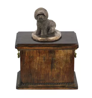 Bichon a poil frise, Bichon Frise, Bichon Tenerife - une urne pour les cendres d'un chien, une urne avec une statuette, une urne élégante de style classique de la marque Art-Dog