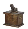 Bichon Frise, Gelockter Bichon, Tenneriffahündchen eine Urne für die Asche des Hundes, eine Urne mit einer Statue, eine elegante Urne im klassischen Stil der Marke Art-Dog