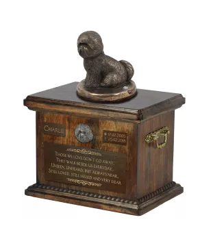 Bichon Frise, Bichon Tenerife, Bichon a poil frise - urn for dog ashes, urn with a statuette, personalized urn for dog ashes by Art-Dog brand