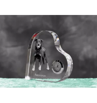 Berger de Beauce, Beauceron - Kristalluhr mit einem Hundebild, Herzregal-Uhr, personalisierte Standuhr der Marke Art-Dog