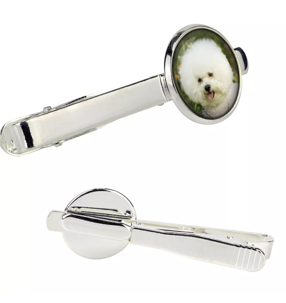 Bichon a poil frise, Bichon Frise, Bichon Tenerife - pince à cravate dans une boîte, cravate élégante, bijoux personnalisés de la marque Art-Dog
