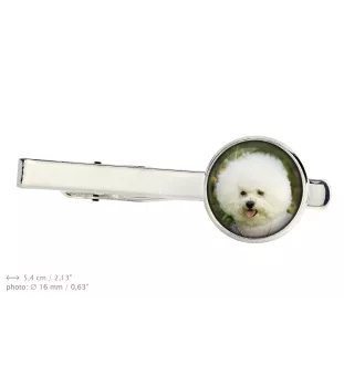 Bichon Frise, Gelockter Bichon, Tenneriffahündchen - Krawattennadel in der Box, stilvolle Krawatte, personalisierter Schmuck der Marke Art-Dog