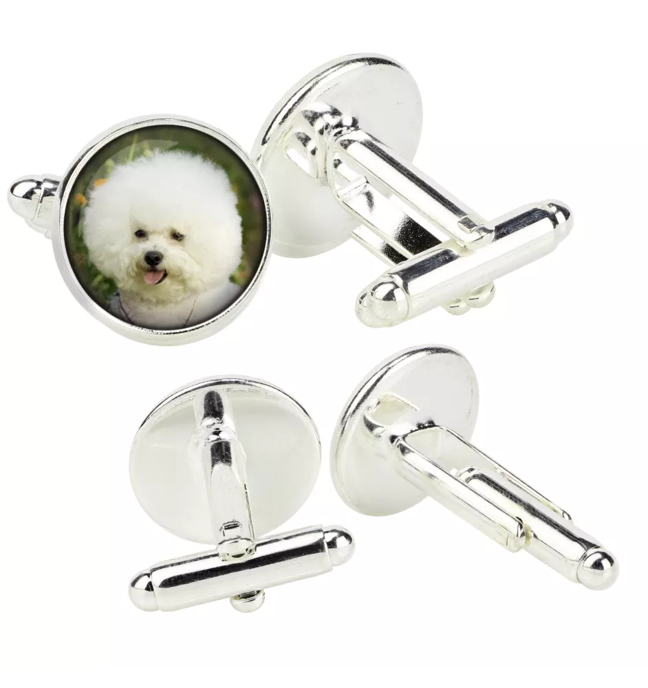 Bichon a poil frise, Bichon Frise, Bichon Tenerife - Boutons de manchette dans une boîte, bijoux faits à la main, produit de la marque Art-Dog