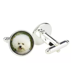 Bichon Frise, Gelockter Bichon, Tenneriffahündchen - Manschettenknöpfe in einer Schachtel, handgefertigter Schmuck, Produkt der Marke Art-Dog