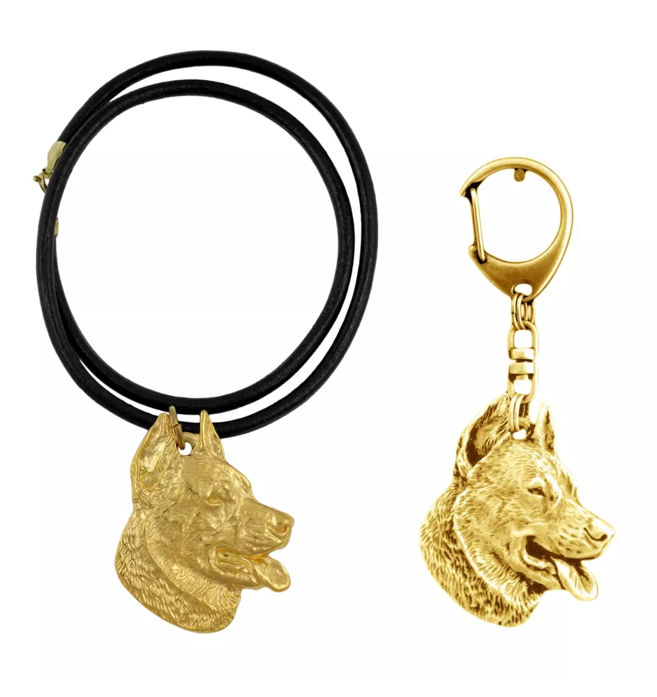 Berger de Beauce, Beauceron, Beauce Sheep Dog - keychain and necklace with a dog in a box, high-quality gold-plated product, Art-Dog brand